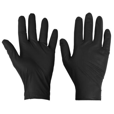 Supertouch Black PG-901 Disposable Nitrile Diamond Grip Gloves