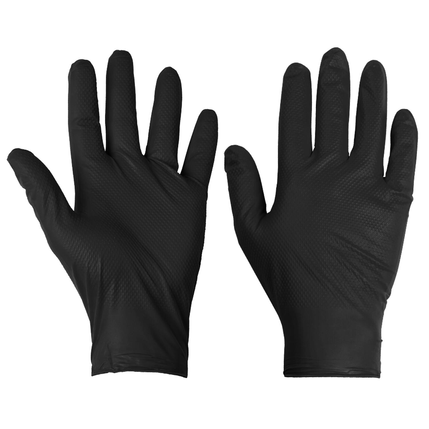 Supertouch Black PG-901 Disposable Nitrile Diamond Grip Gloves