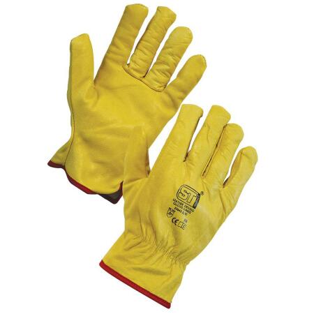 Supertouch Yellow Leather Driving Gloves