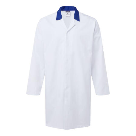 2210 Food Industry No Pocket Coat White/Royal Blue