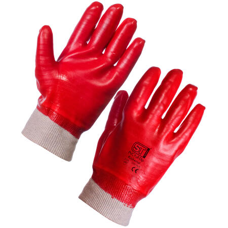 Supertouch Red PVC Dip Knit Wrist - Full Dip