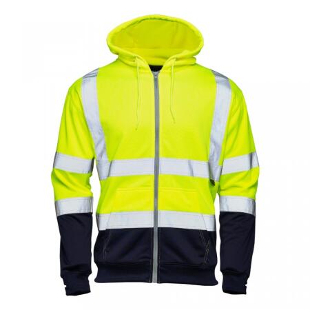 Supertouch Yellow/Navy Supertouch Hi Vis Yellow 2 Tone Hooded Zipped Sweatshirt