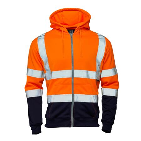 Supertouch Orange/Navy Supertouch Hi Vis Orange 2 Tone Hooded Zipped Sweatshirt