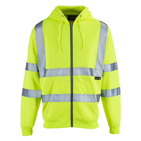 Supertouch Yellow Hi Vis Zipped Hoodie