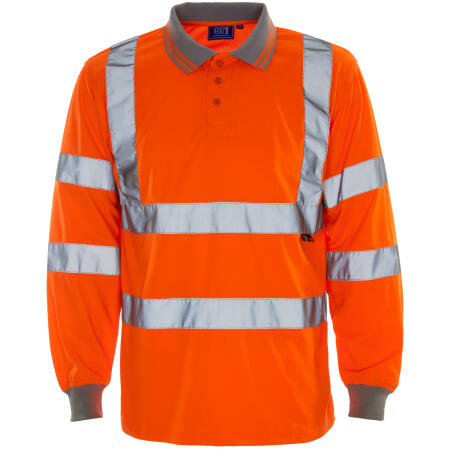 Supertouch Orange Hi Vis Long Sleeve Bird Eye Polo Shirt