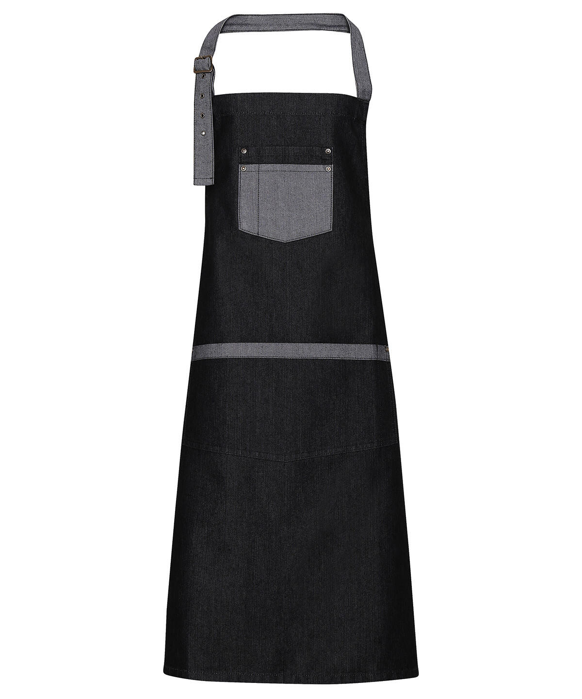 Premier PR127 Domain contrast denim bib apron Black