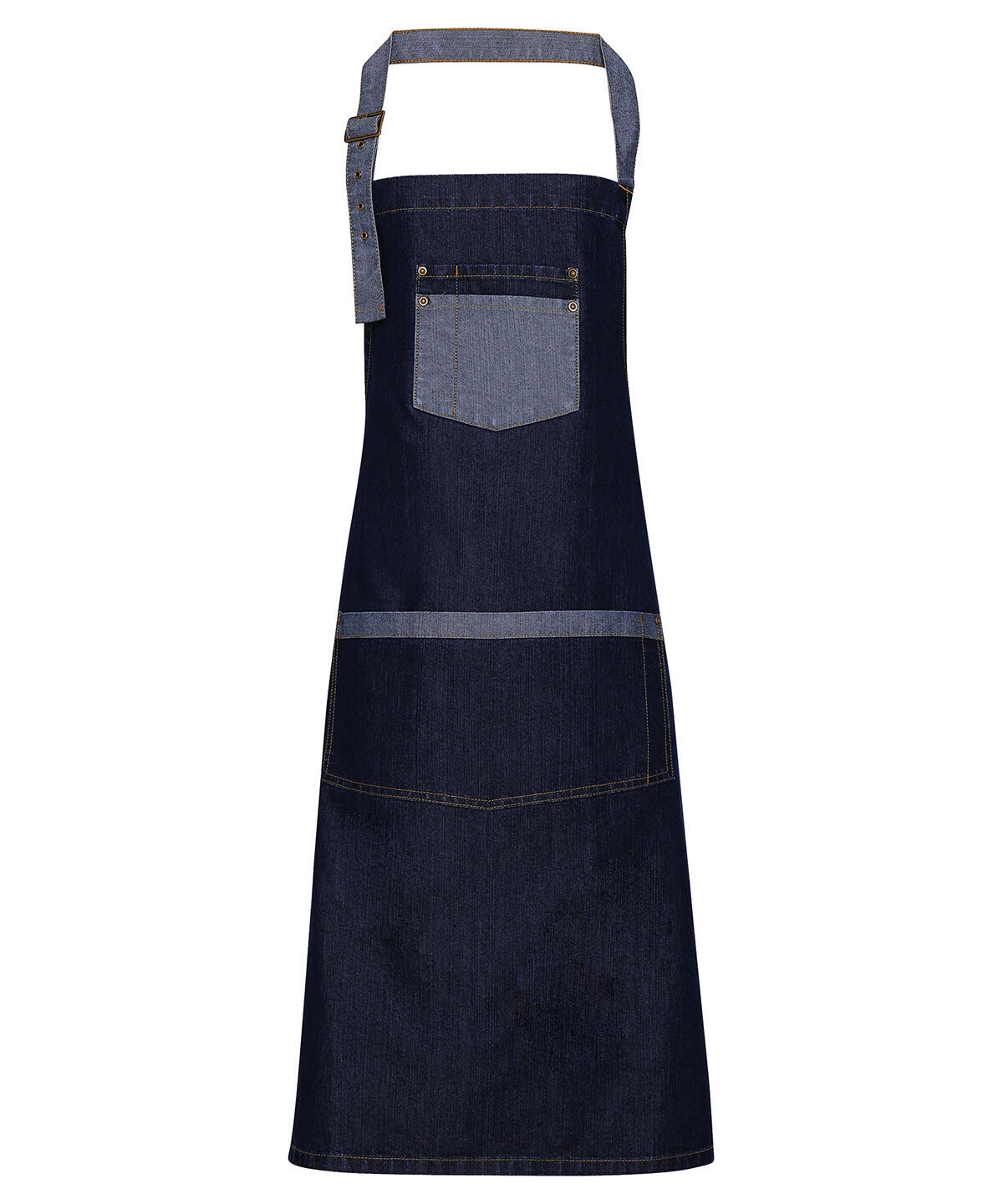 Premier PR127 Domain contrast denim bib apron Blue