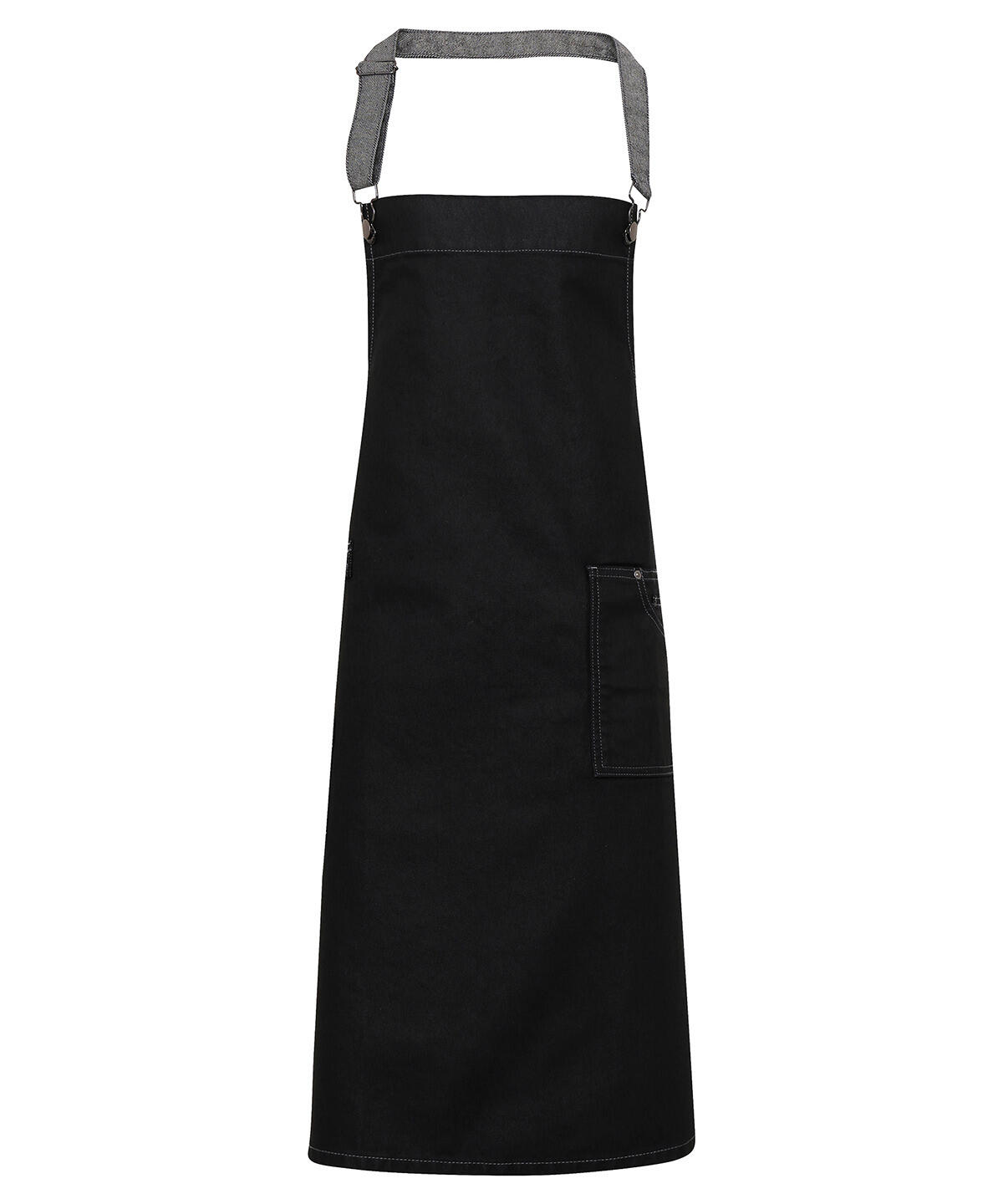 Premier PR134 District waxed-look denim bib apron Black