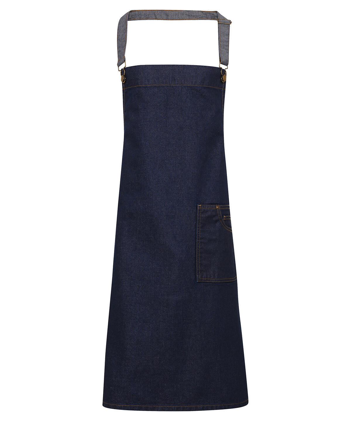 Premier PR134 District waxed-look denim bib apron Blue