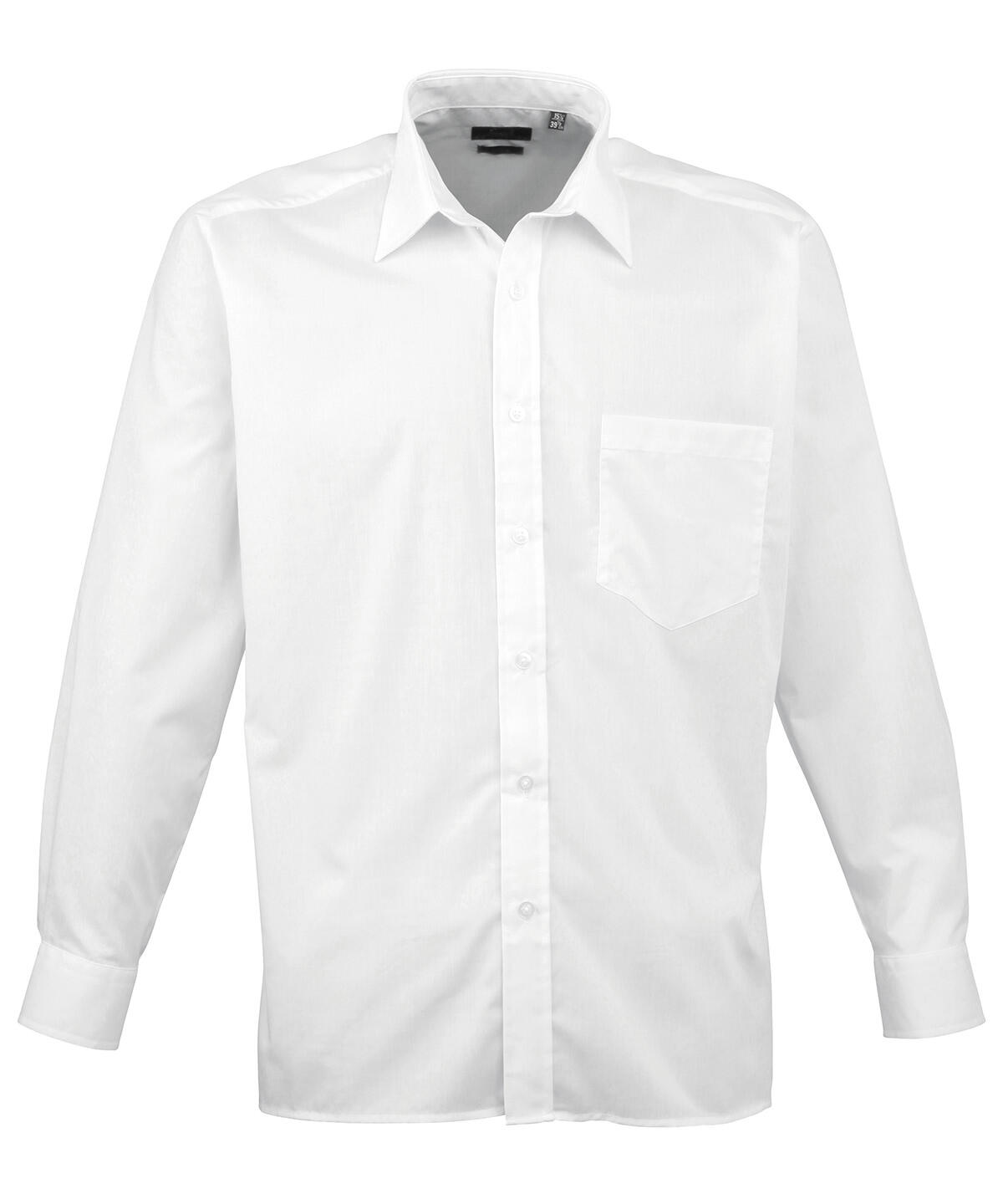 Premier PR200 Long sleeve poplin shirt White