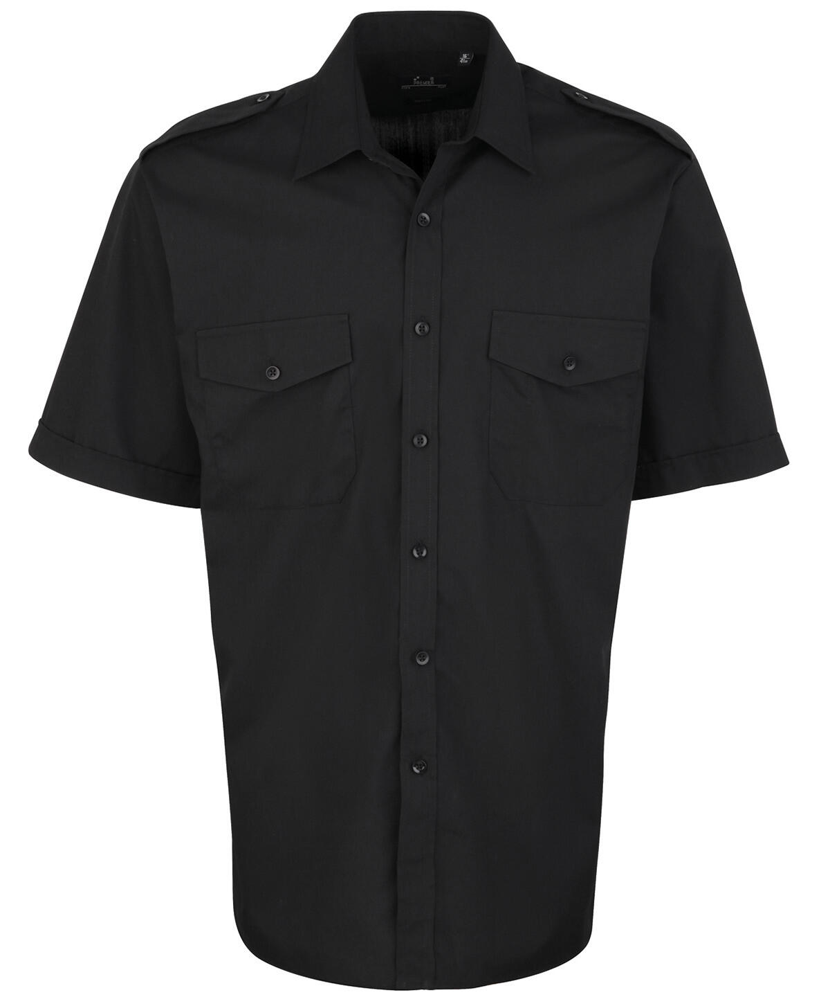 Premier PR212 Short sleeve pilot shirt Black