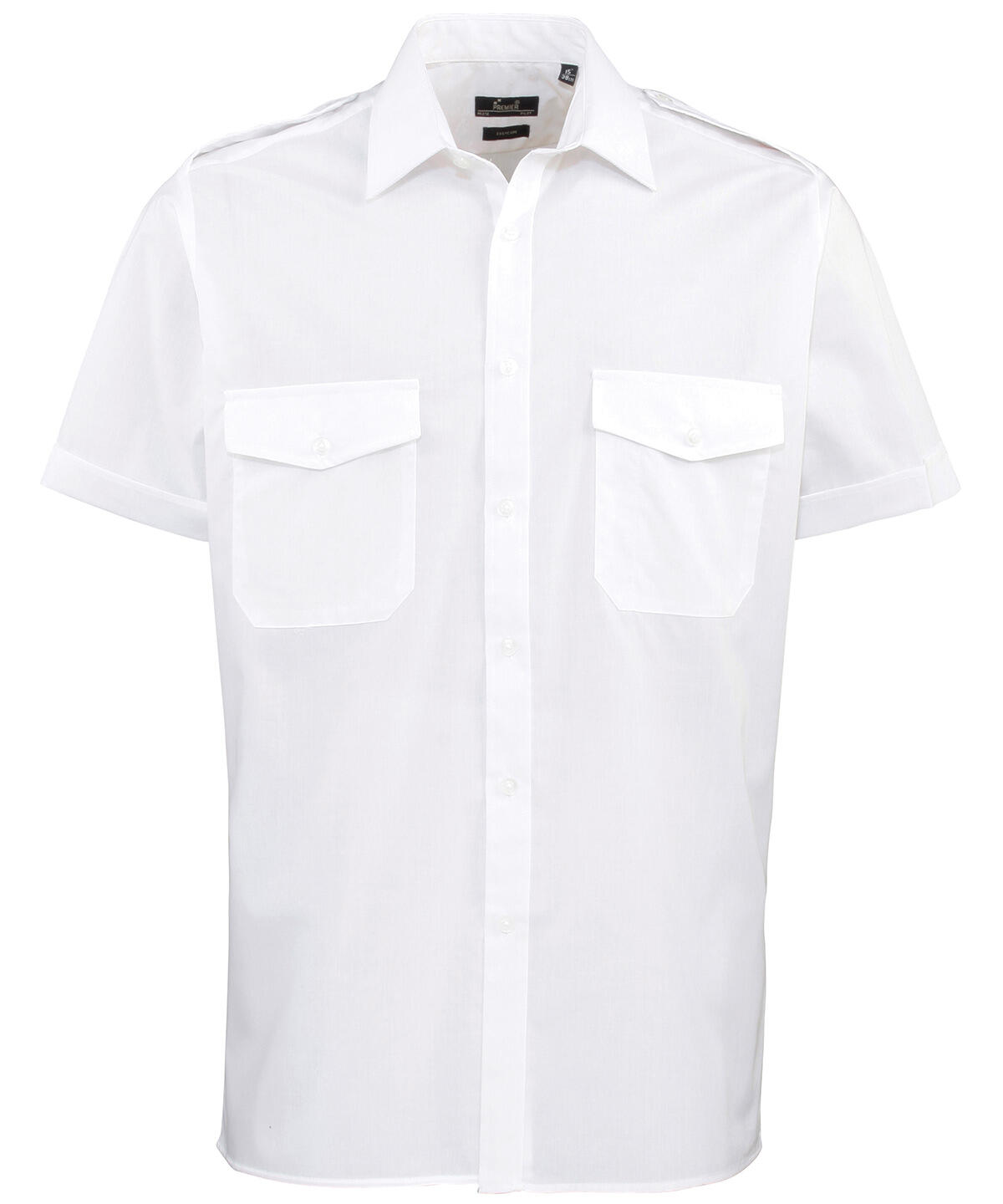 Premier PR212 Short sleeve pilot shirt White