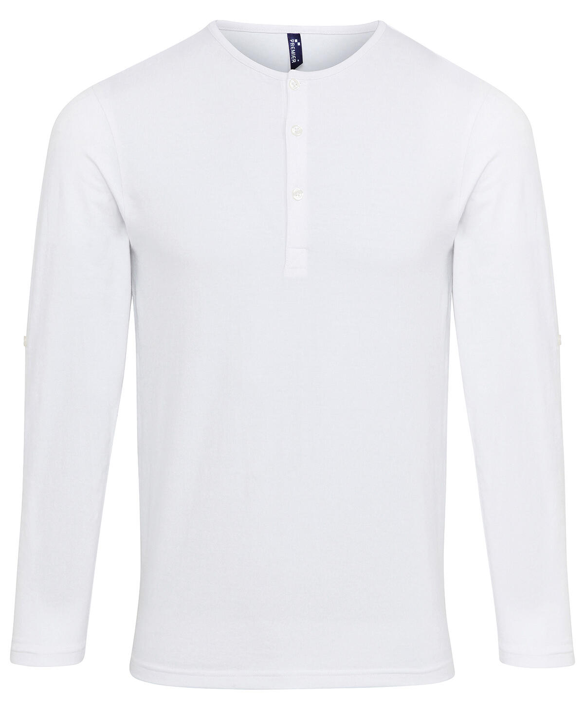Premier PR218 Long John roll-sleeve tee White