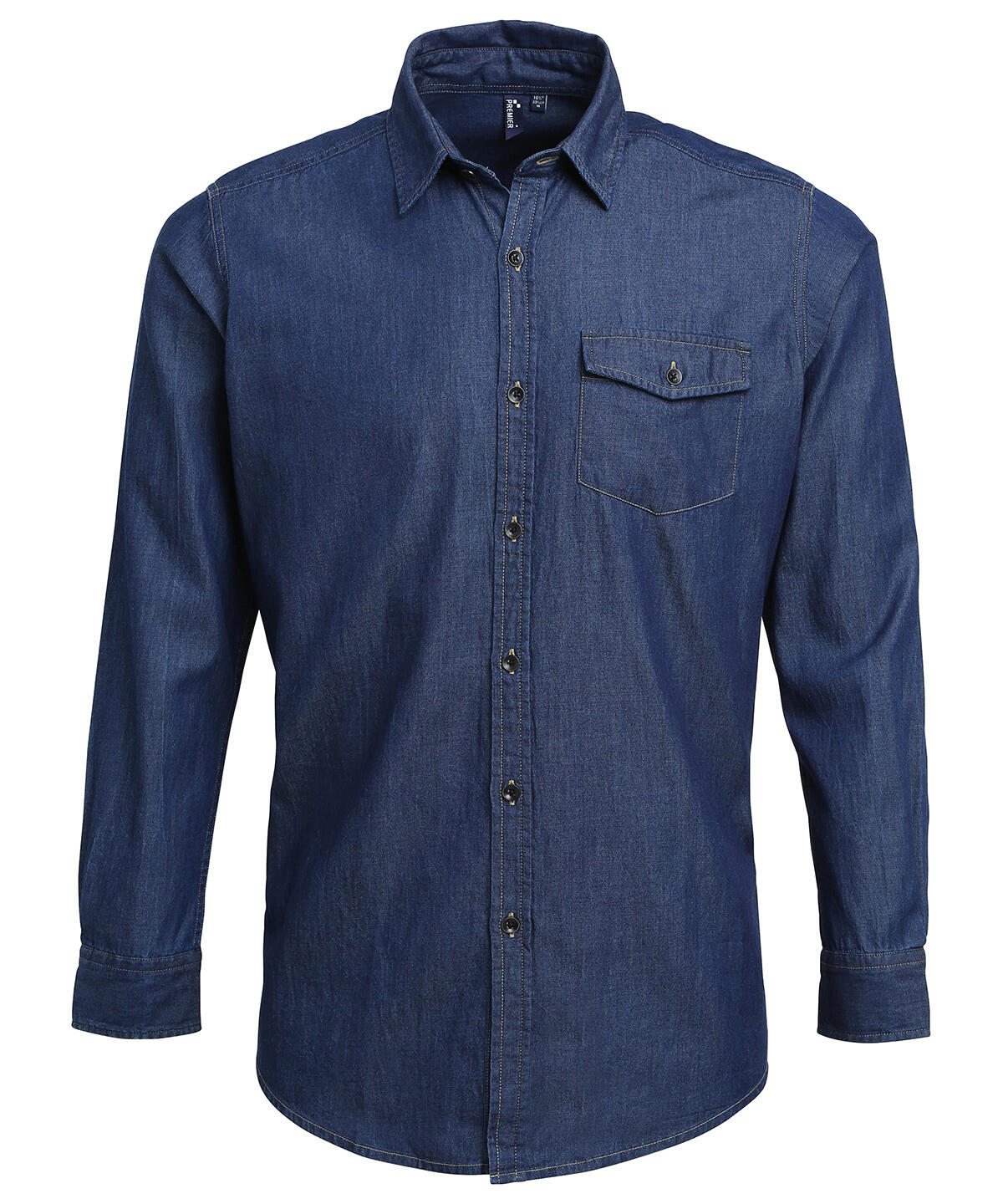 Premier PR222 Jeans stitch denim shirt Blue