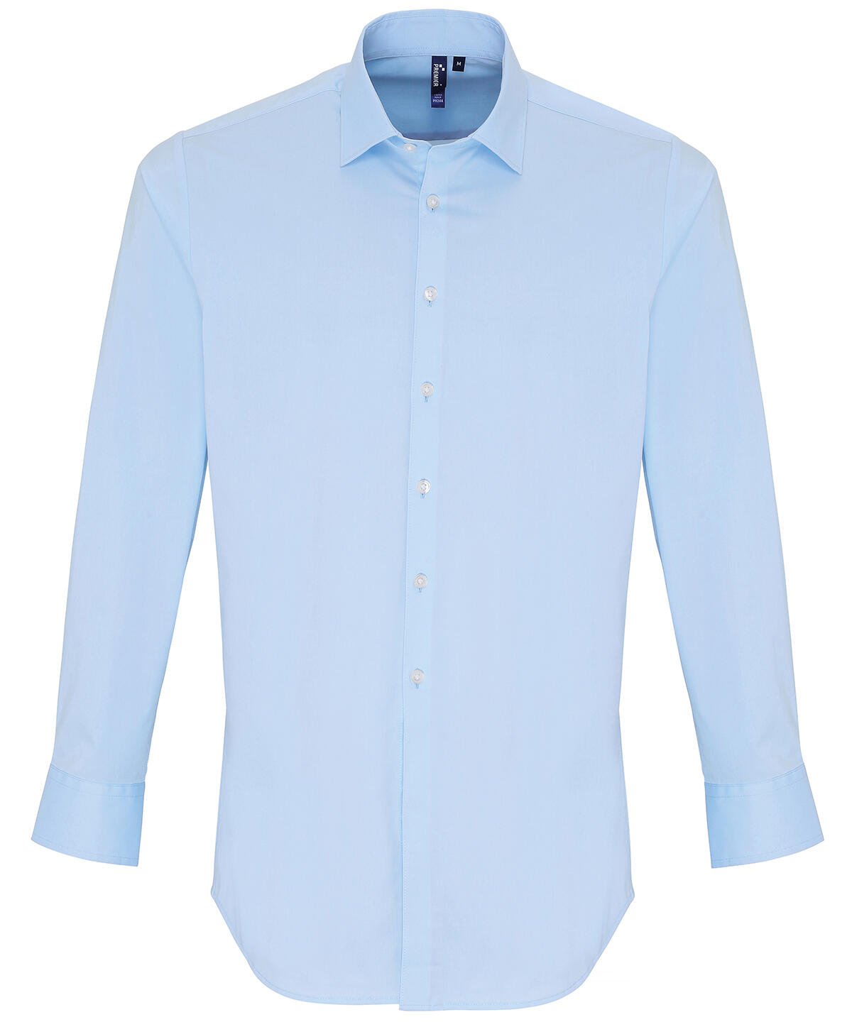 Premier PR244 Stretch fit cotton poplin long sleeve shirt Blue