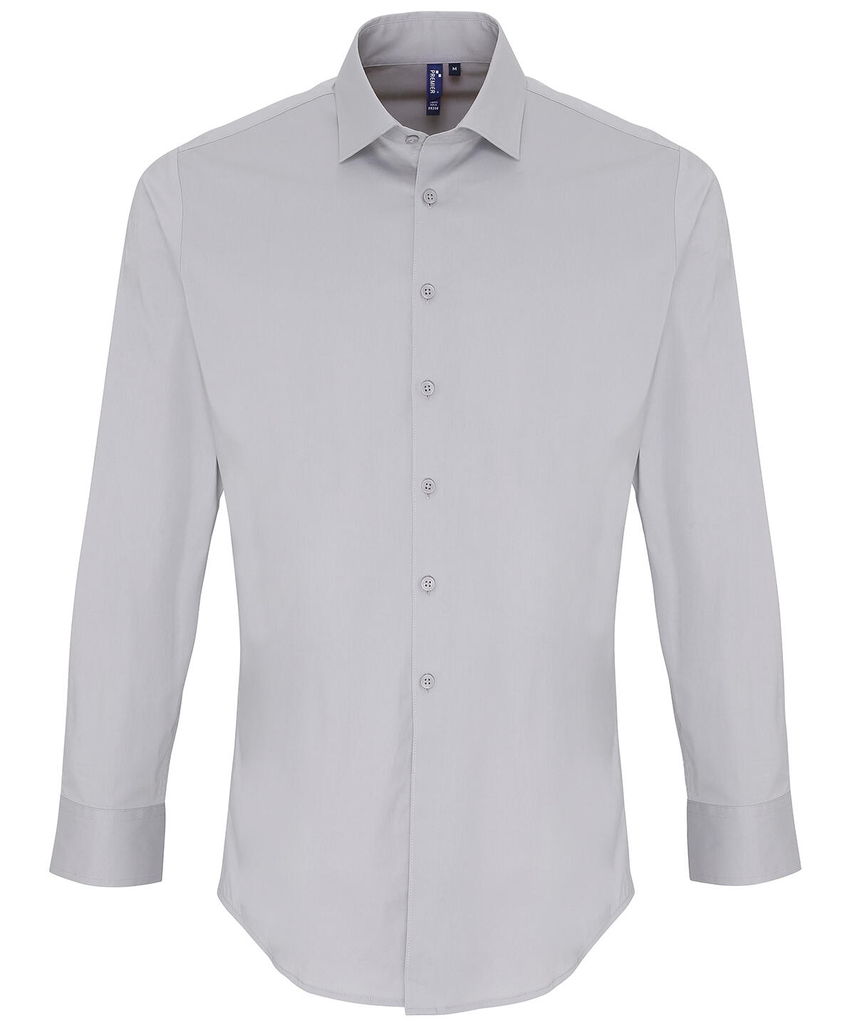 Premier PR244 Stretch fit cotton poplin long sleeve shirt Grey