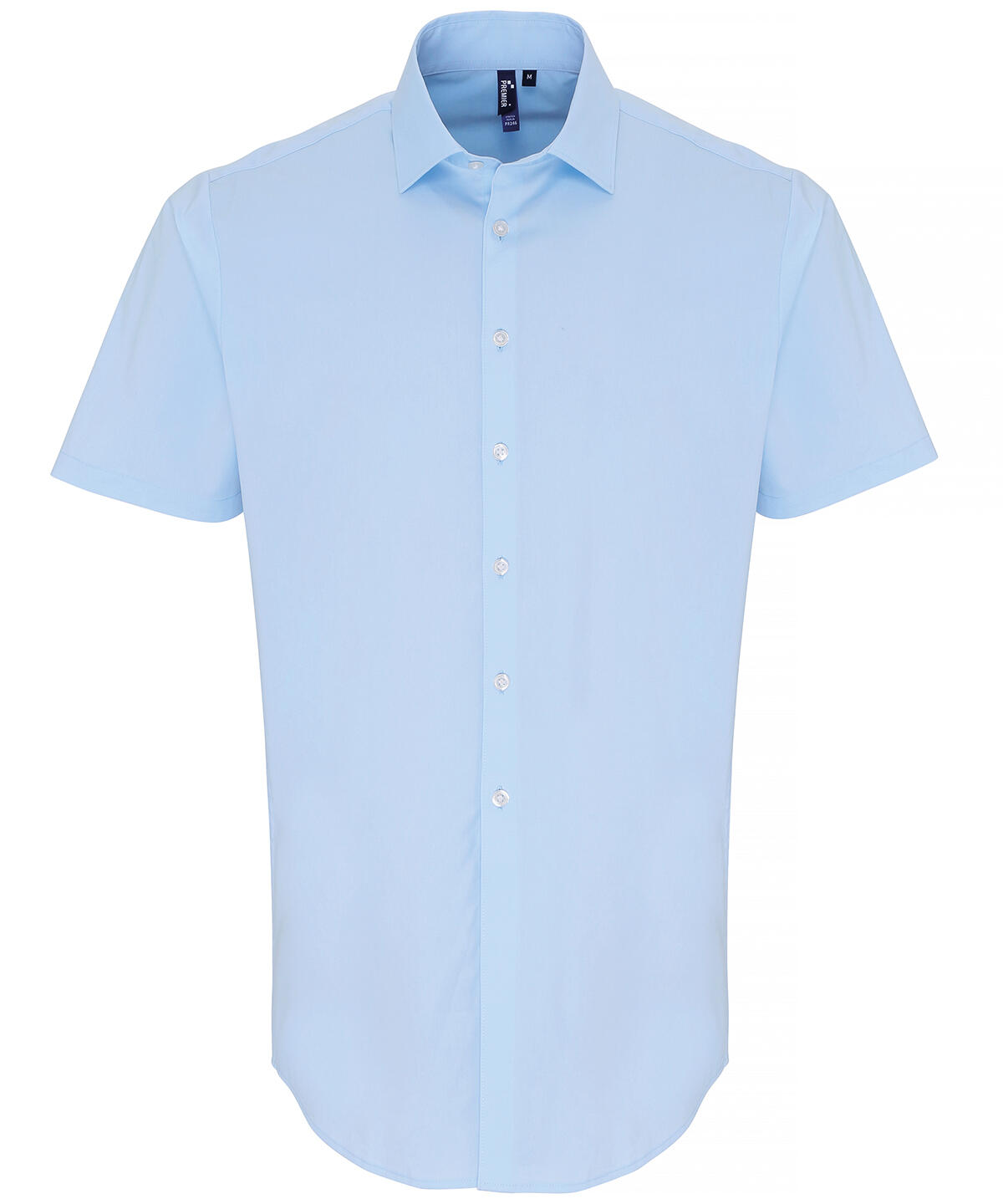 Premier PR246 Stretch fit cotton poplin short sleeve shirt Blue