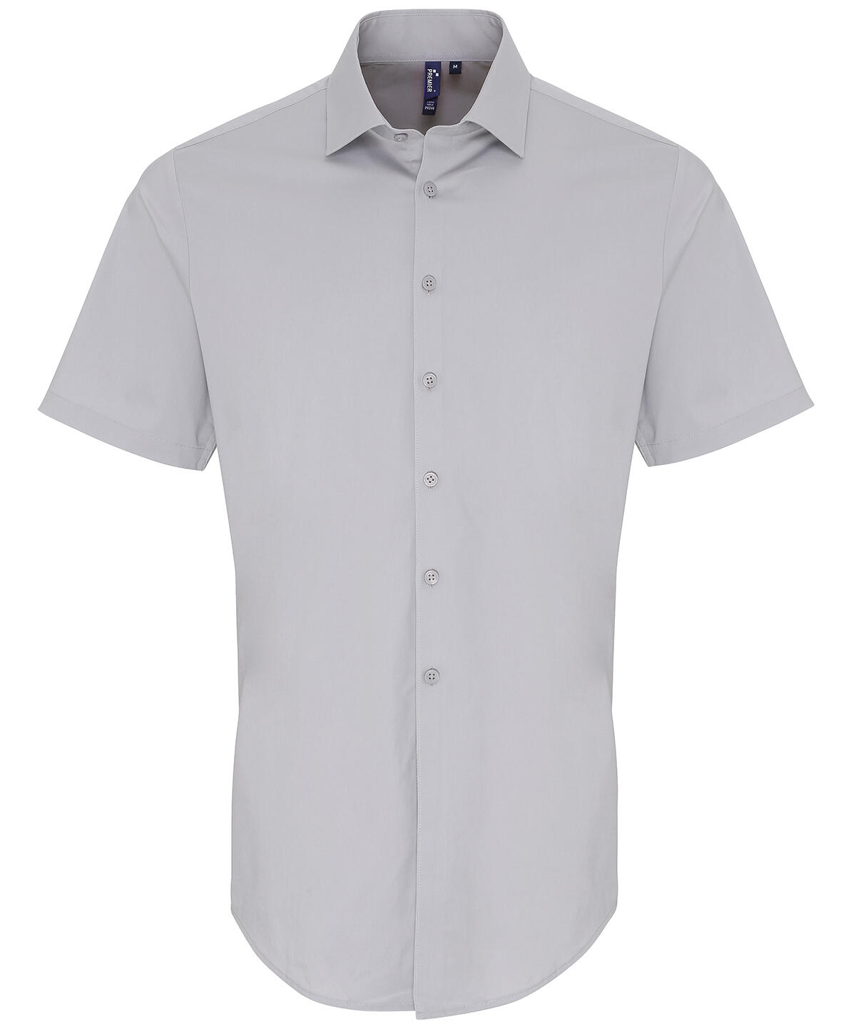 Premier PR246 Stretch fit cotton poplin short sleeve shirt Grey