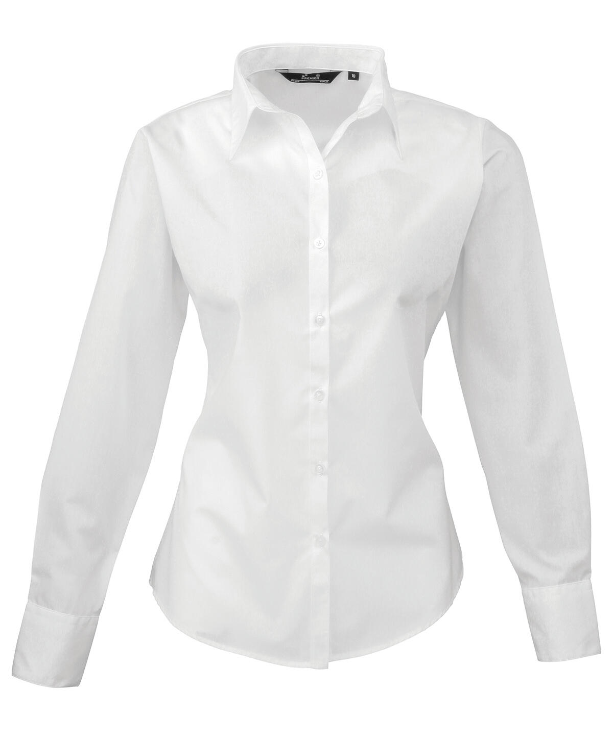 Premier PR300 Women's poplin long sleeve blouse White
