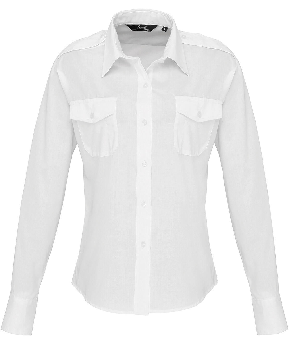 Premier PR310 Women's long sleeve pilot shirt White