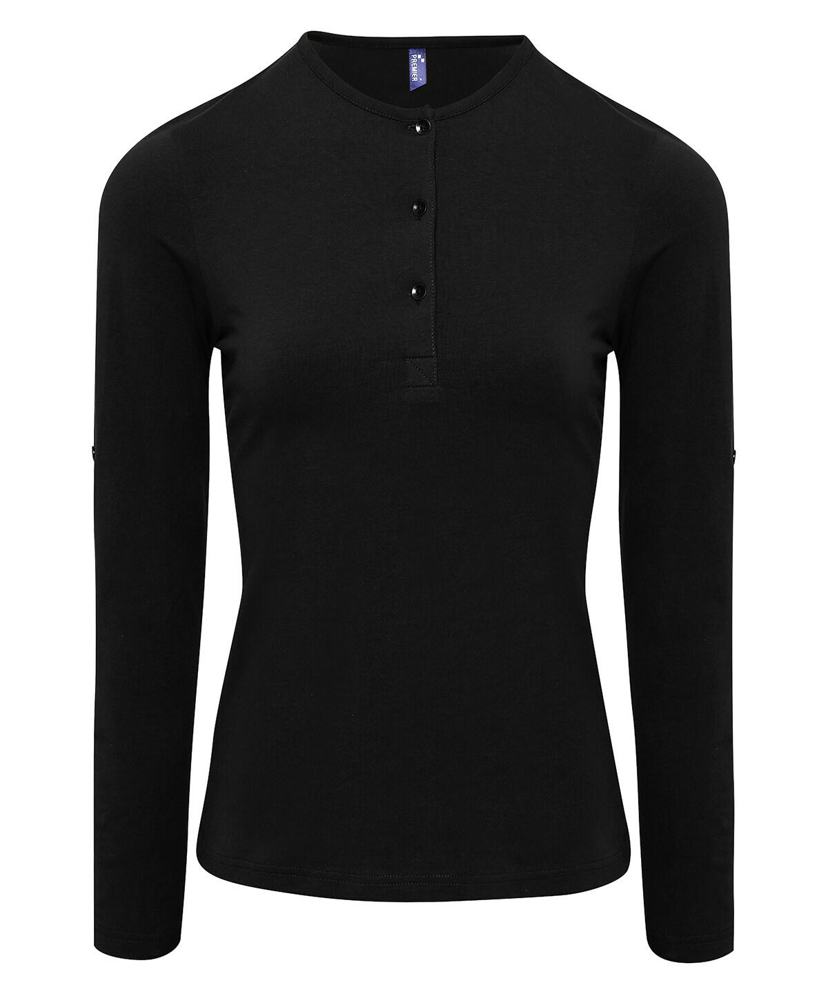 Premier PR318 Women's Long John roll-sleeve tee Black