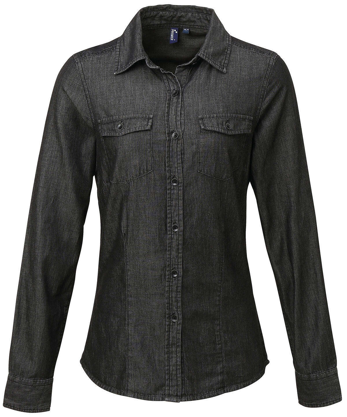 Premier PR322 Women's jeans stitch denim shirt Black