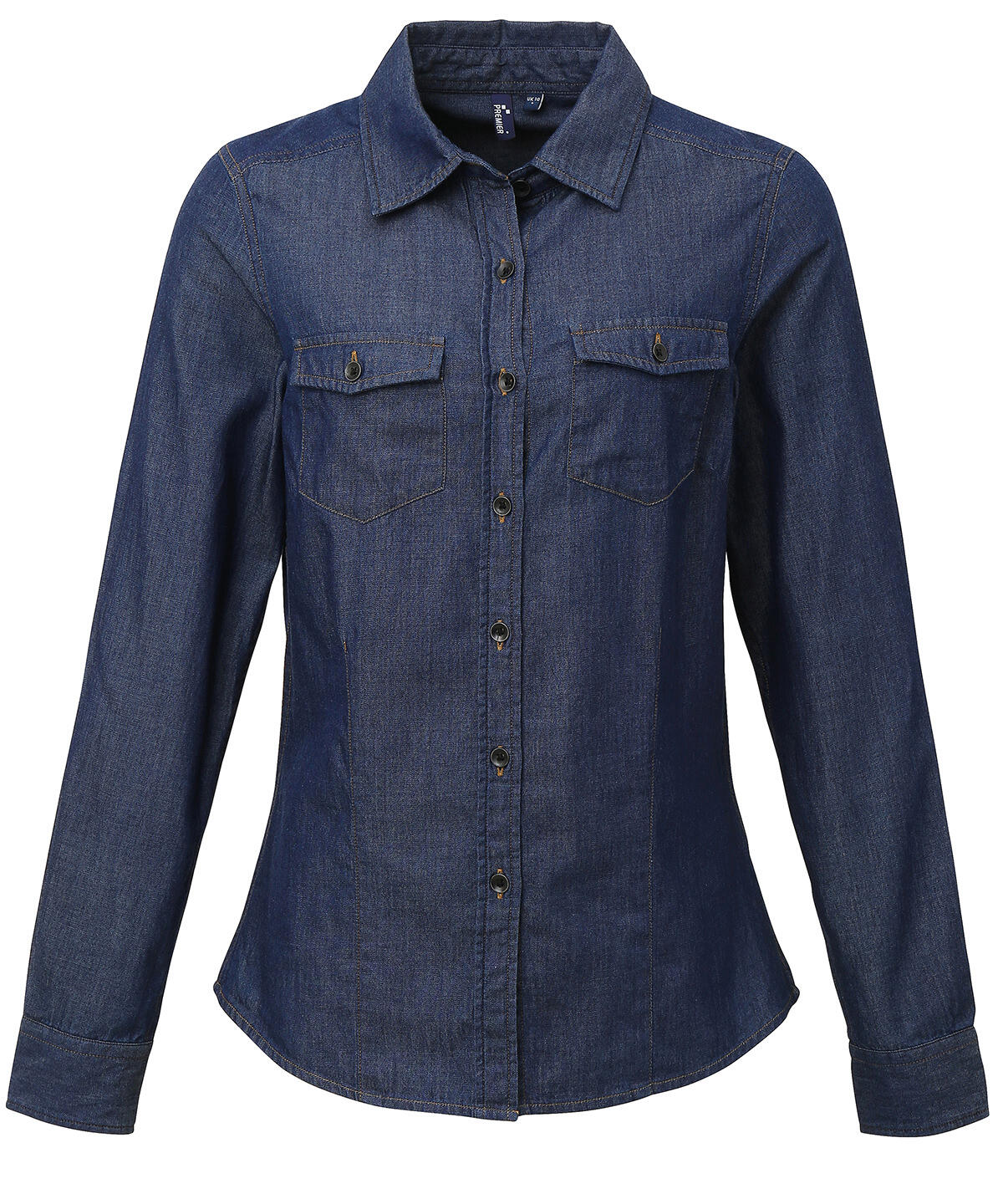 Premier PR322 Women's jeans stitch denim shirt Blue