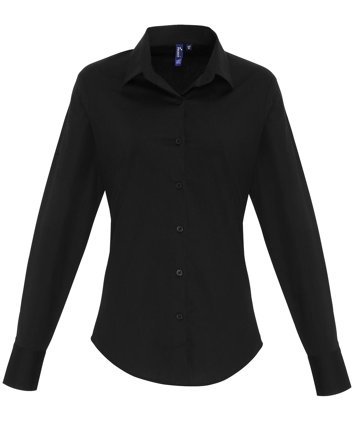 Premier PR344 Women's stretch fit cotton poplin long sleeve blouse Black