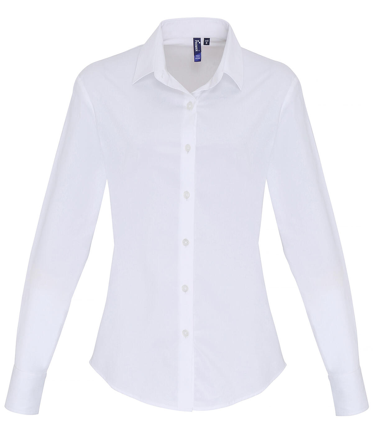 Premier PR344 Women's stretch fit cotton poplin long sleeve blouse White
