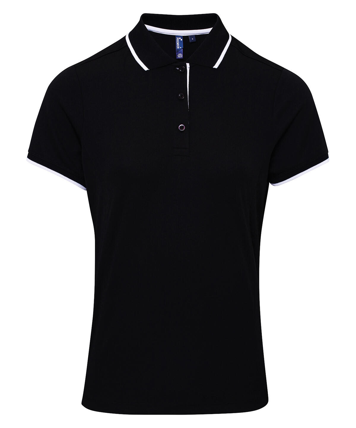 Premier PR619 Women's contrast Coolchecker® polo Black