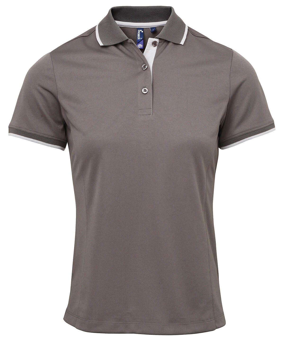 Premier PR619 Women's contrast Coolchecker® polo Grey