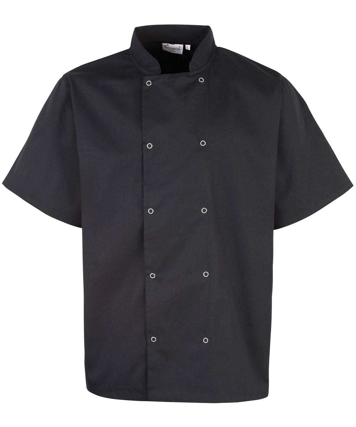 Premier PR664 Studded front short sleeve chef's jacket Black