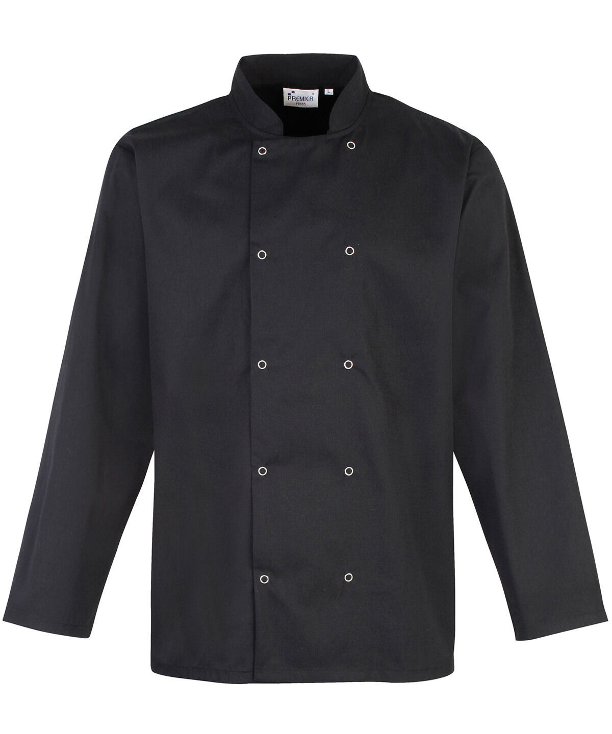 Premier PR665 Studded front long sleeve chef's jacket Black