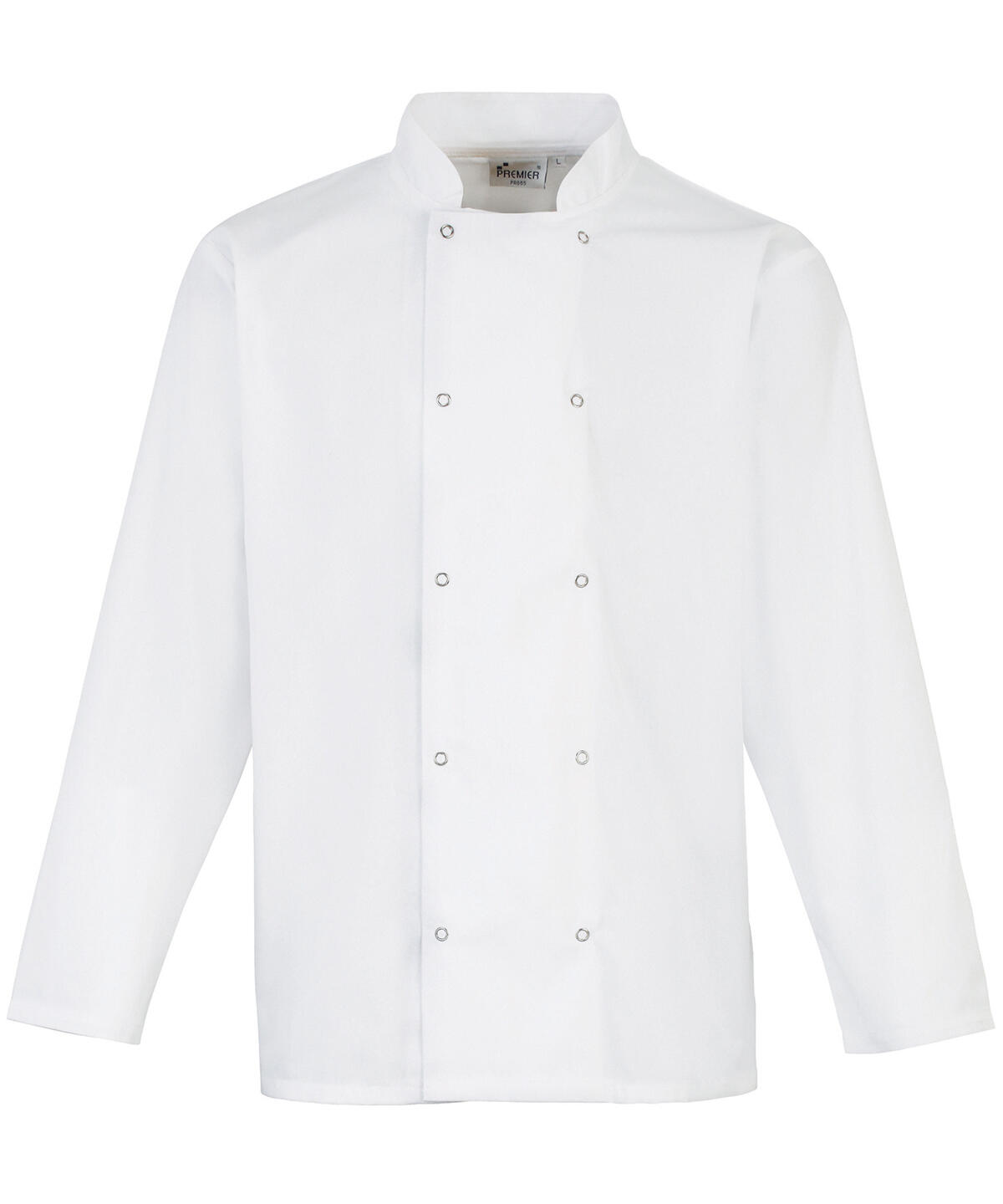 Premier PR665 Studded front long sleeve chef's jacket White