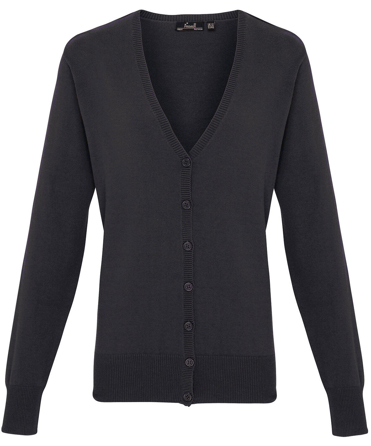Premier PR697 Women's button-through knitted cardigan Grey