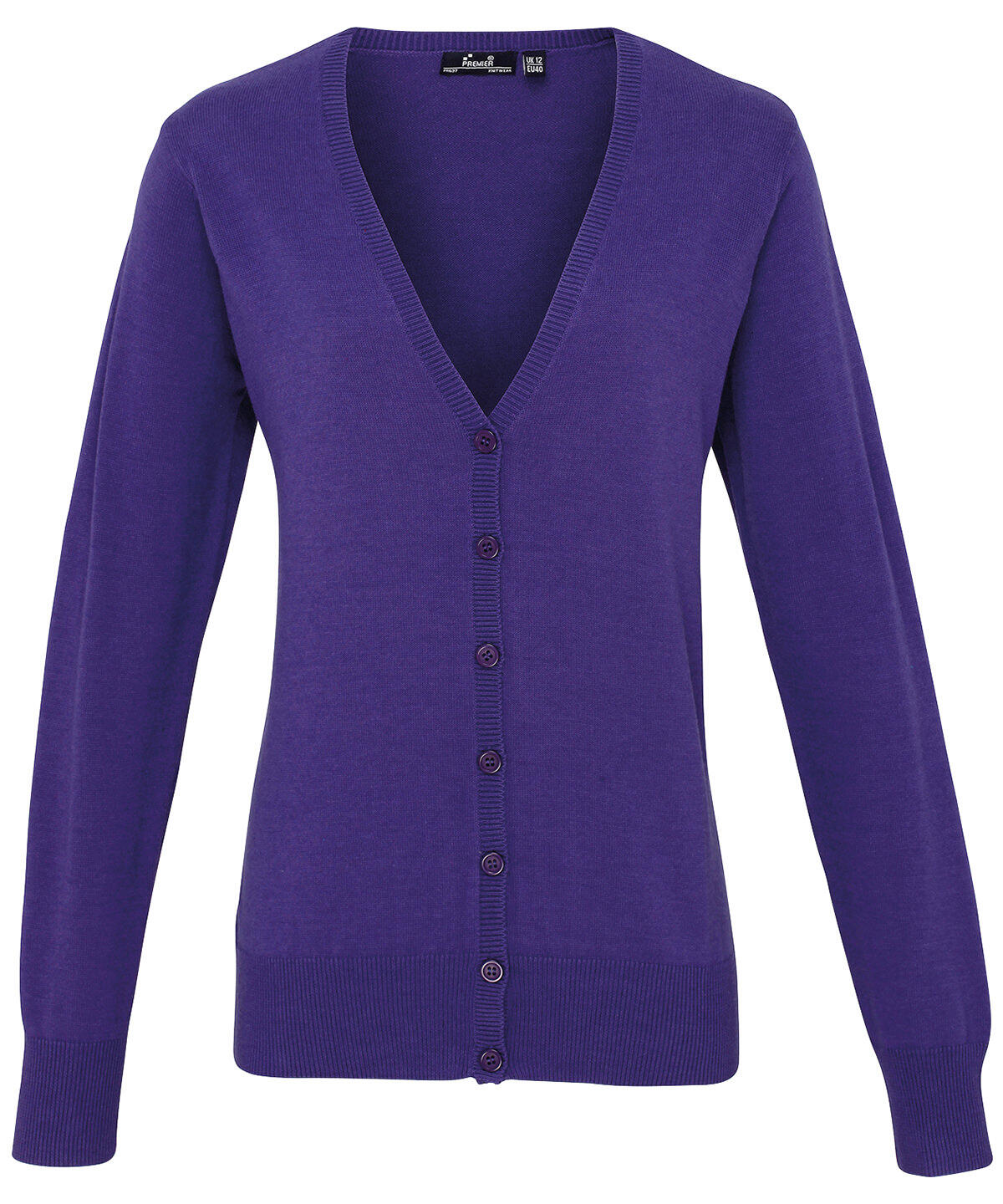 Premier PR697 Women's button-through knitted cardigan Purple