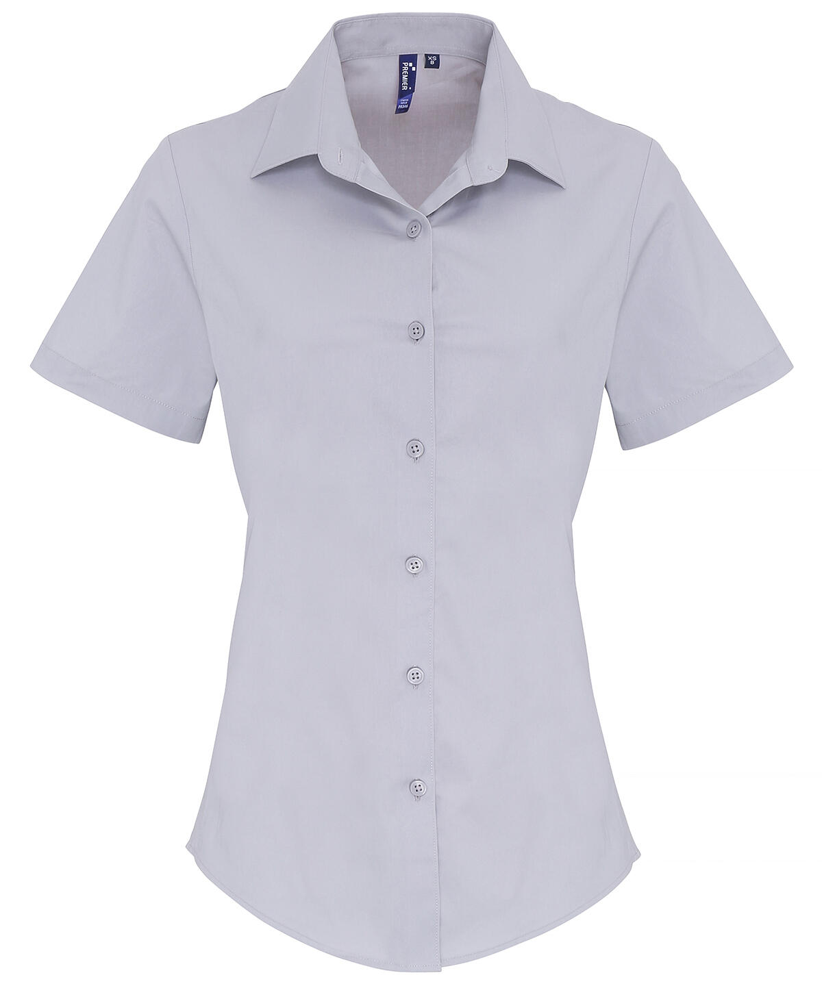 Premier PR346 Women's stretch fit cotton poplin short sleeve blouse Grey