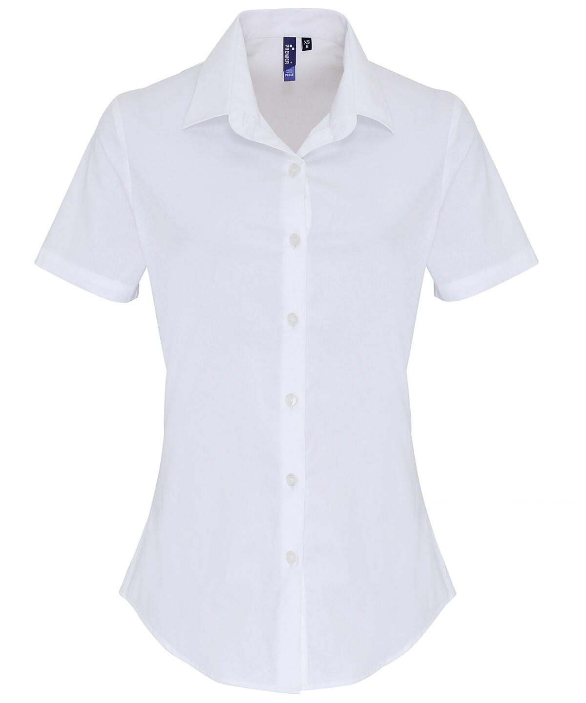 Premier PR346 Women's stretch fit cotton poplin short sleeve blouse White