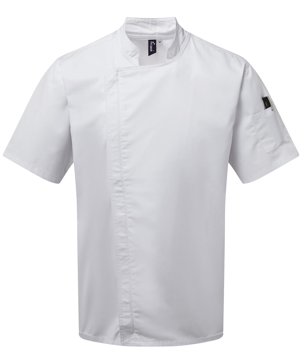 Premier PR906 Chef's zip-close short sleeve jacket White