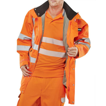 Beeswift Elsener Hi-Vis 7-In-1 Jacket And Bodywarmer Waterproof Orange
