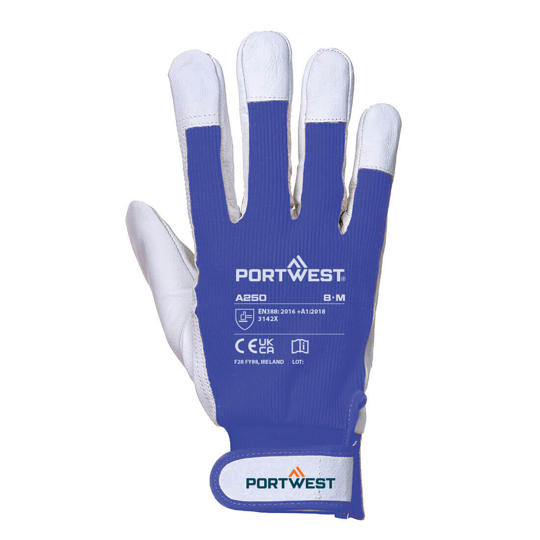 A250 Leather 110 Grain Palm Mechanical Glove Blue - Image 2
