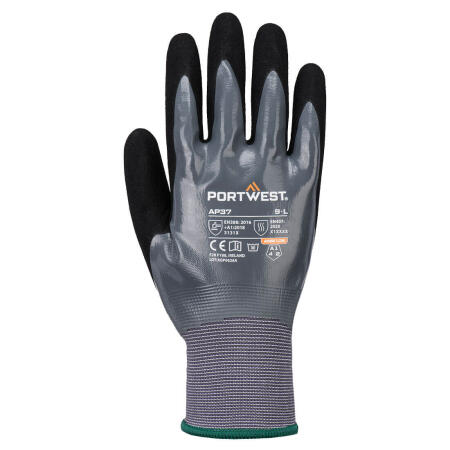 AP37 Grip 15 Nitrile Foam Touch Screen Glove Grey/Black
