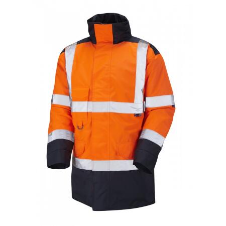 LEO Workwear TAWSTOCK ISO 20471 Cl 3 Anorak HV ORANGE/NAVY