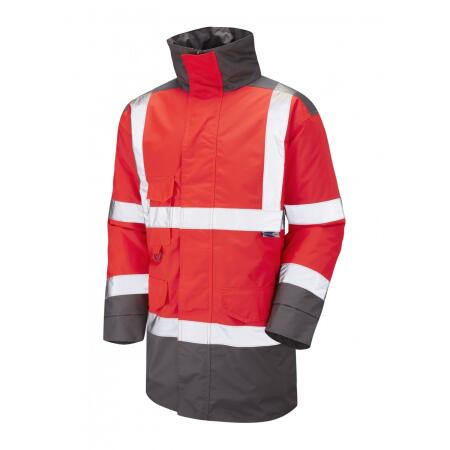 LEO Workwear TAWSTOCK ISO 20471 Cl 3 Anorak HV RED/GREY