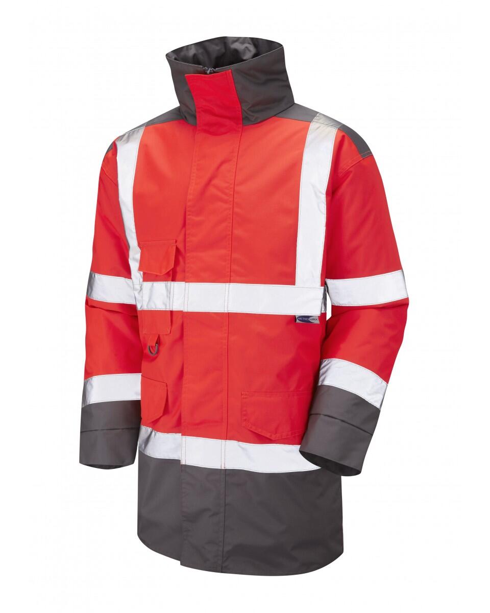 LEO Workwear TAWSTOCK ISO 20471 Cl 3 Anorak HV RED/GREY