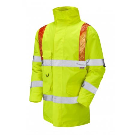LEO Workwear PUTFORD ISO 20471 Cl 3 Orange Brace Anorak HV YELLOW