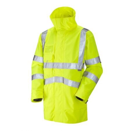 LEO Workwear CLOVELLY ISO 20471 Cl 3 Breathable Executive Anorak HV YELLOW