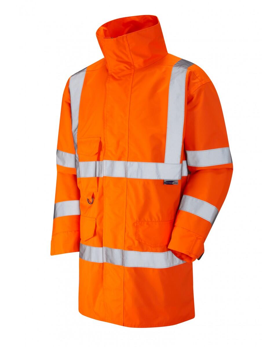LEO Workwear TORRIDGE ISO 20471 Cl 3 Breathable Lightweight Anorak HV ORANGE