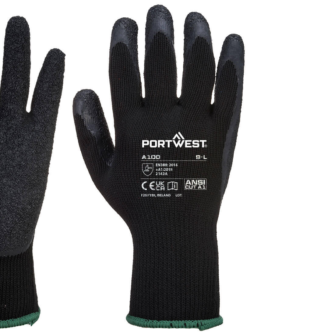 A100 Grip 10 Latex Glove Black - Image 2