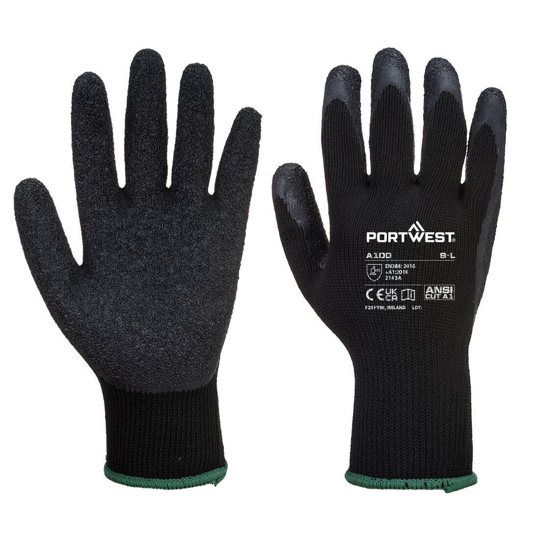 Portwest A100 Grip 10 Latex Glove Black